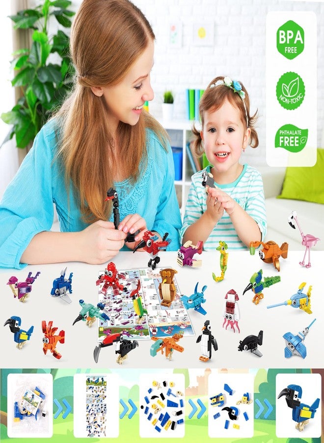 MOONTOY 24 Pack Valentines Party Favors for Kids, 3-in-1 Mini Animal Building Blocks Sets, Advent Calendar Toys, Easter Basket Stuffers, Birthday, Classroom Prizes for Boys & Girls Ages 3-12 - Image 5